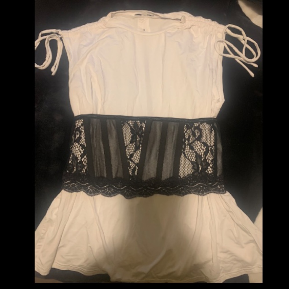 Women’s White Blouse with Corset Detailing